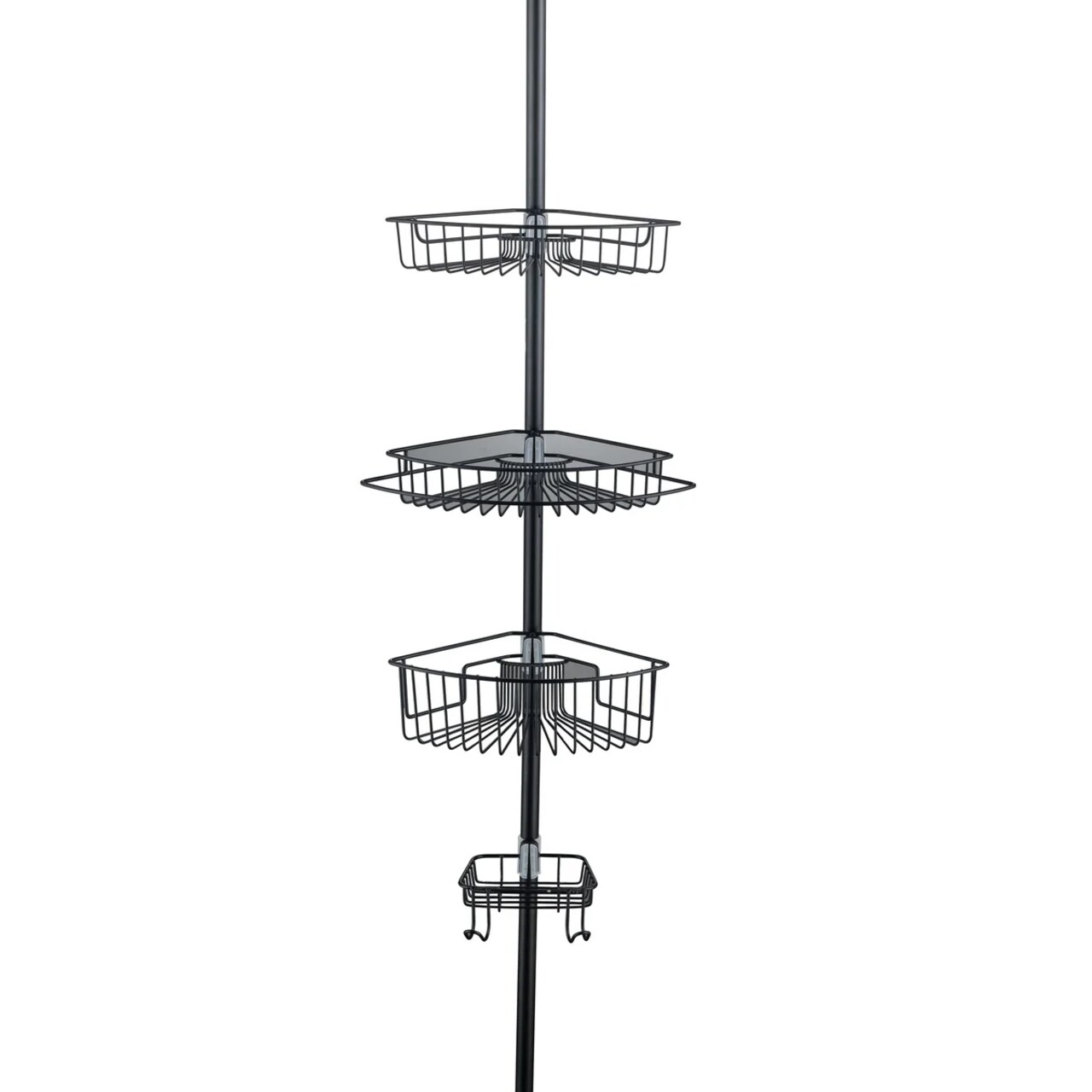 4 Tier Rustproof Shower Caddy Corner Organizer With Adjustable Shelves and Tension Pole